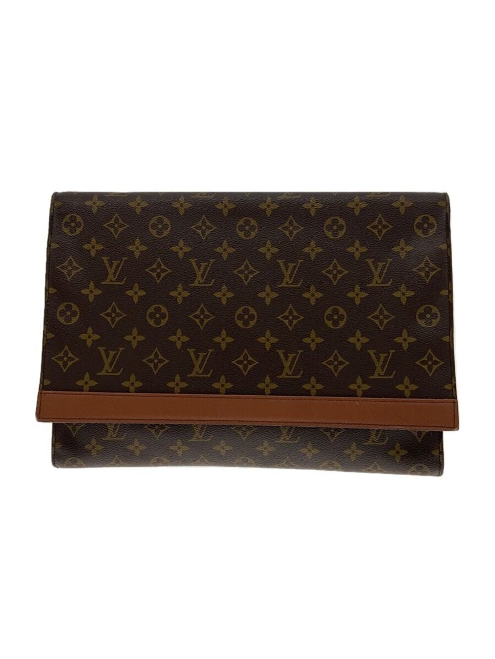 LOUIS VUITTON Porte Envelope Monogram Canvas Brown Leather Brown
